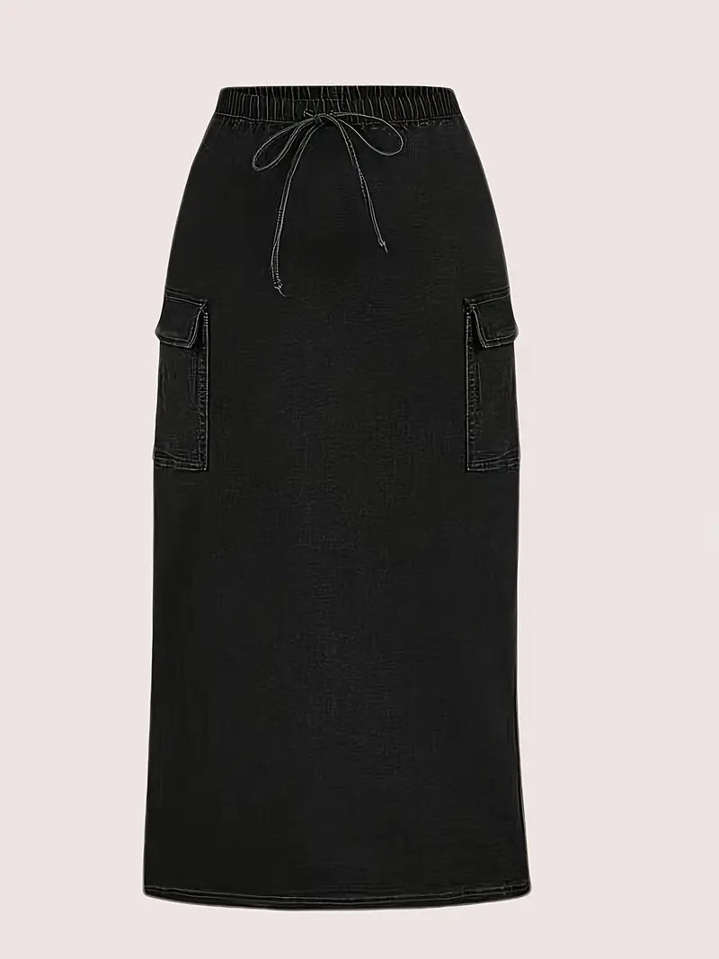 Seraphine Cargo Denim Plus Size Skirt