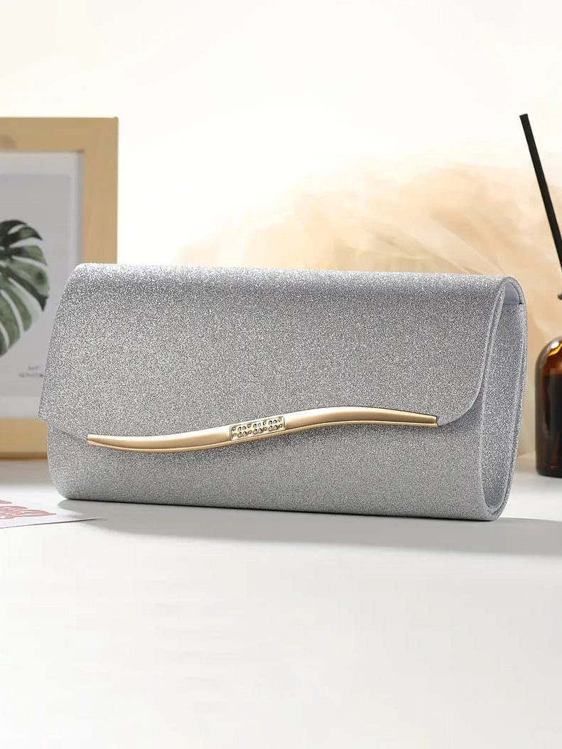 Silver Glitter Evening Clutch