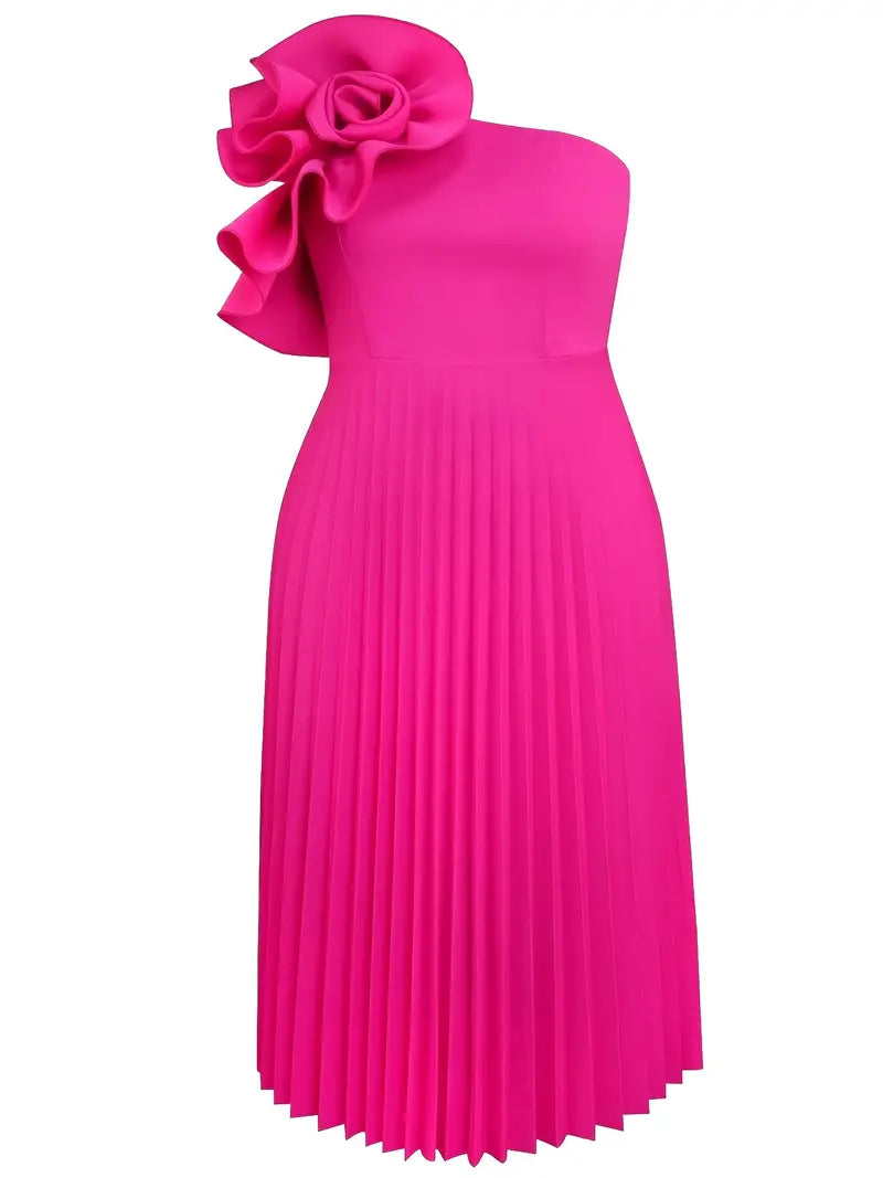 Susannah Plus Size Cocktail Dress in Power Pink