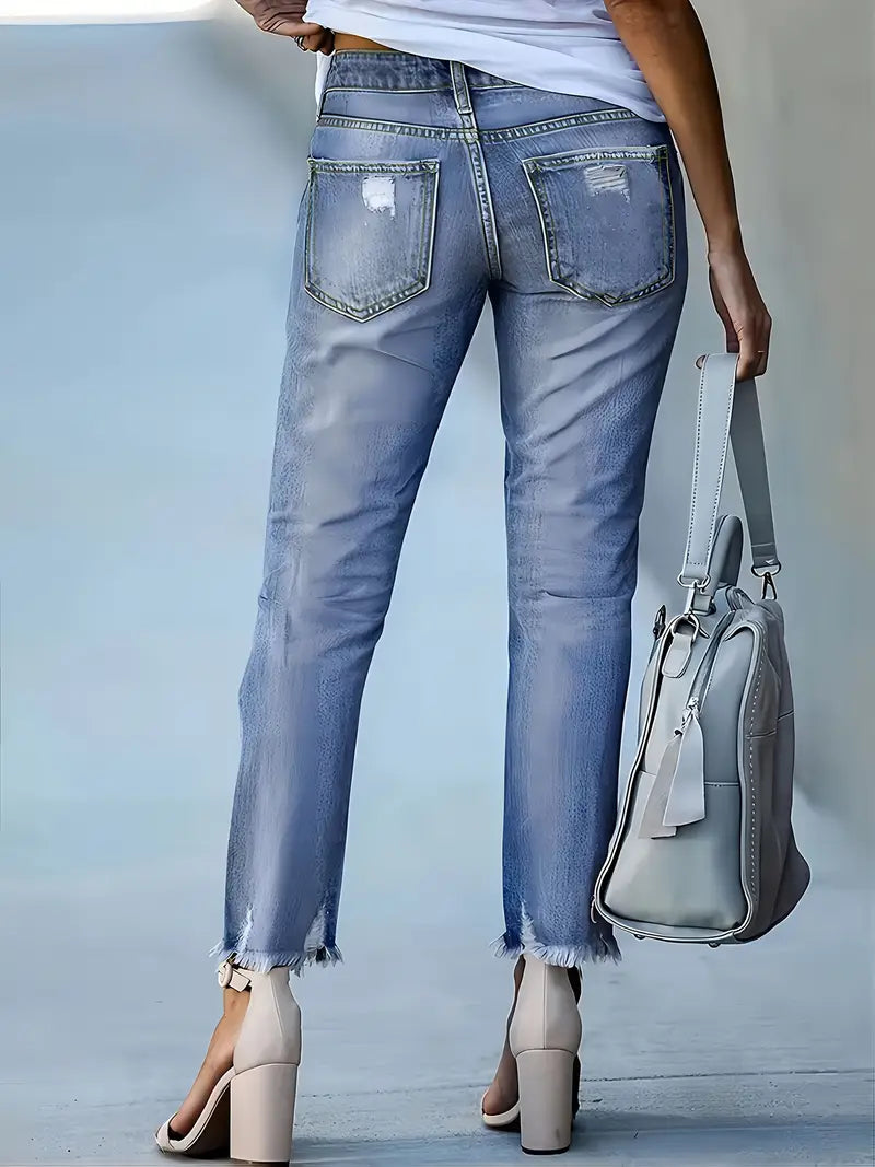 Yvette Plus Size Ankle Distressed Skinny Jeans
