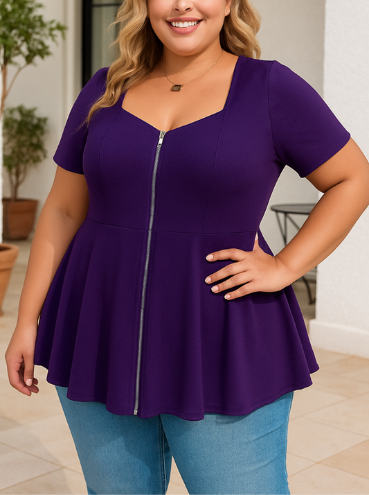 Zella Plus Size Peplum Top in Purple