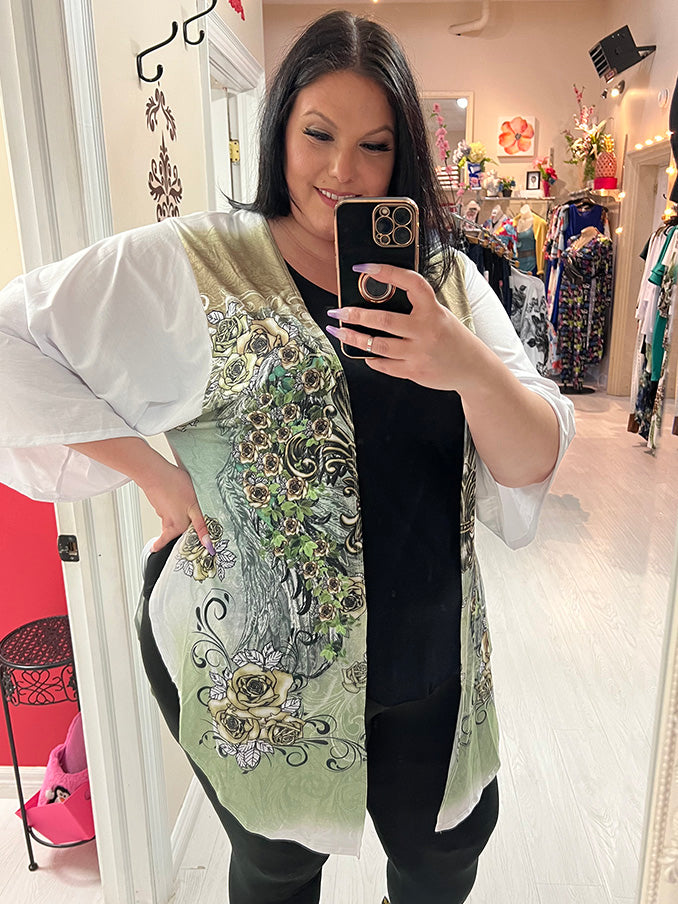 Jada Plus Size Kimono in Wings Print