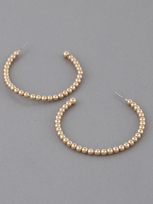 Metal Beads Hoop Earrings
