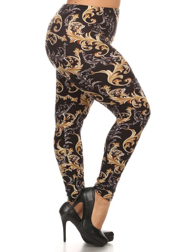 Zeema Microfiber Plus Size Legging in Versace Print