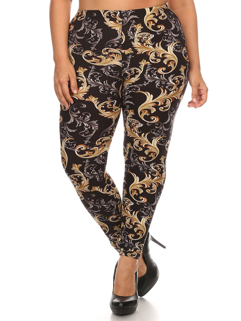 Zeema Microfiber Plus Size Legging in Versace Print