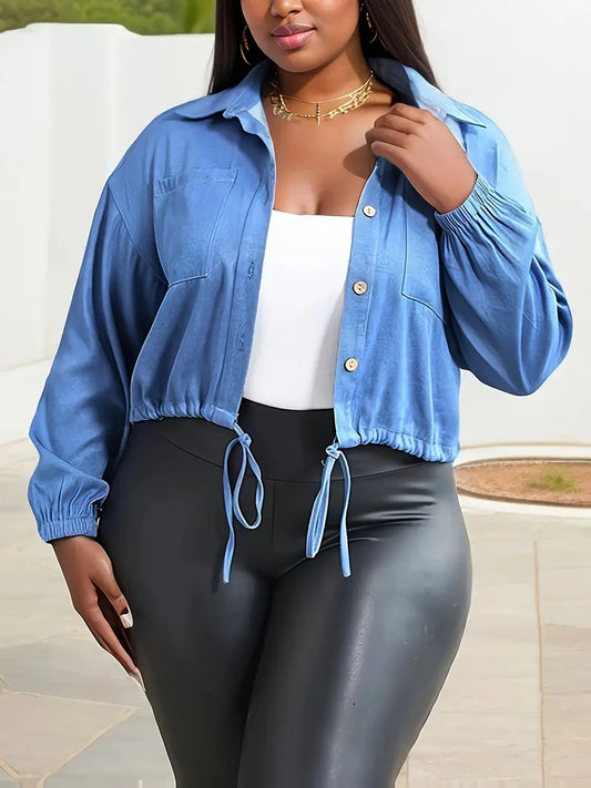 Alyssa Plus Size Crop Denim Top