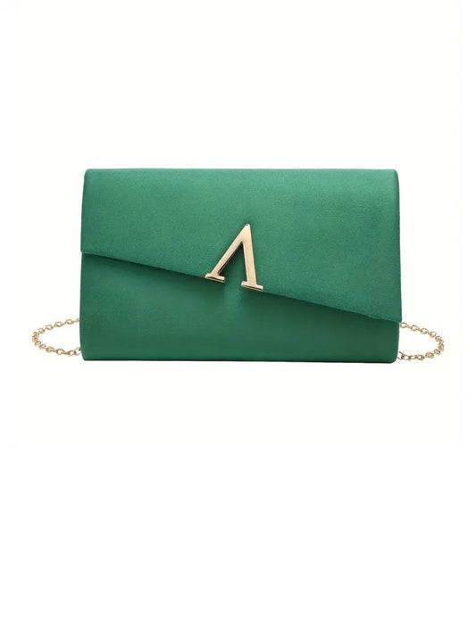 Faux Suede Evening Clutch in Green