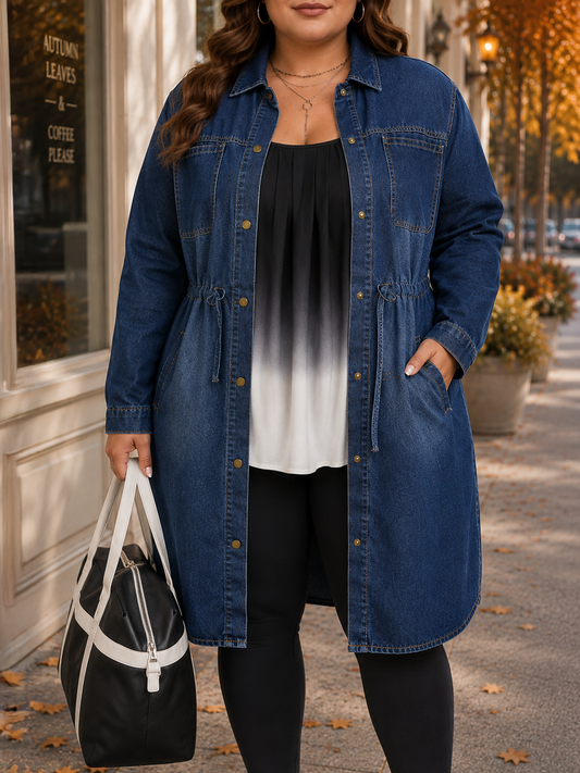 Tiffany Long Plus Size Jean Jacket