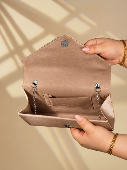 Satin Evening Bag in Champagne