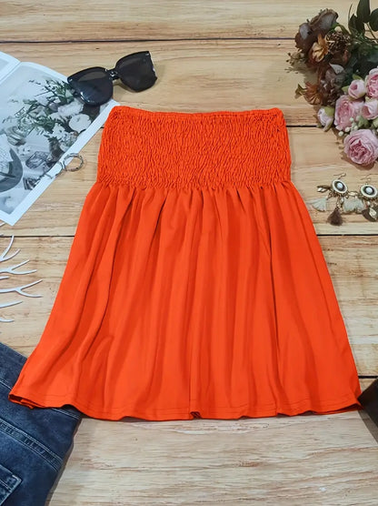 Billy Plus Size Top Tube Top Fit & Flare Plus Size Top in Orange
