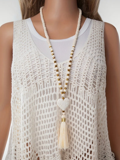 Bohemian Chic Beaded Heart Necklace