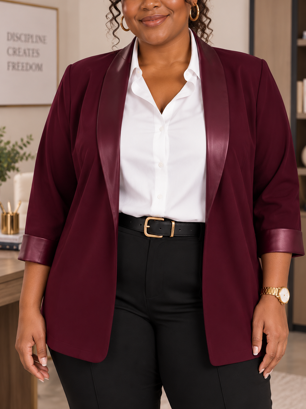 Nayeli Plus Size Blazer in Burgundy