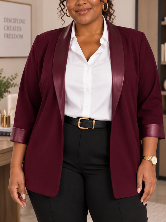 Nayeli Plus Size Blazer in Burgundy