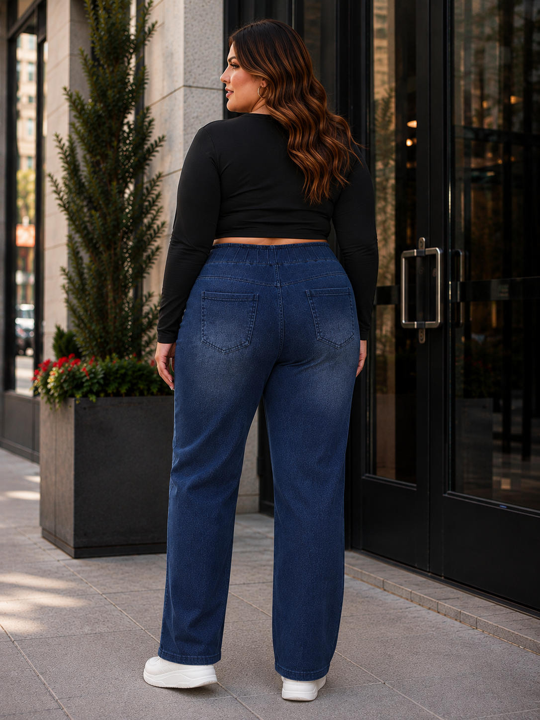 Tamara Pull On Plus Size Wide Leg Jeans