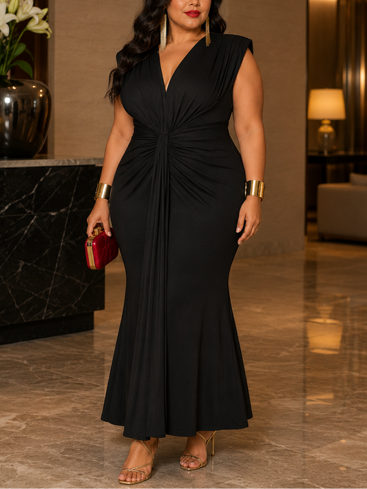 Tania V-Neck Plus Size Mermaid Dress