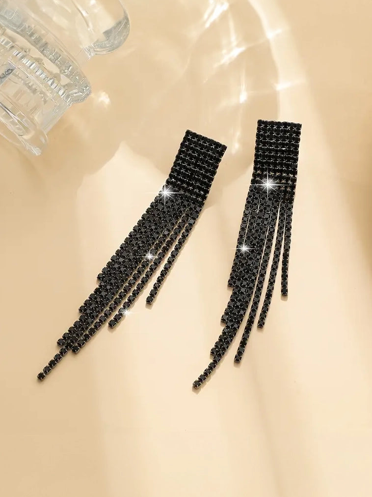 Elegant Rhinestone Plated Evening Earrings