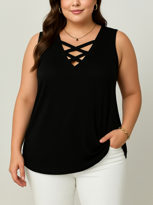 Grace Criss Cross Plus Size Tank Top
