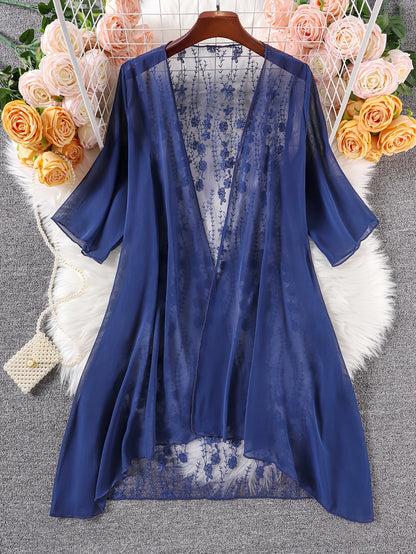 Cyze Plus Size Tropical Sheer Kimono