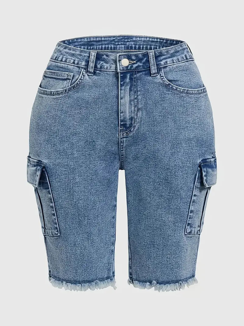 Sloane Plus Size Cargo Denim Shorts