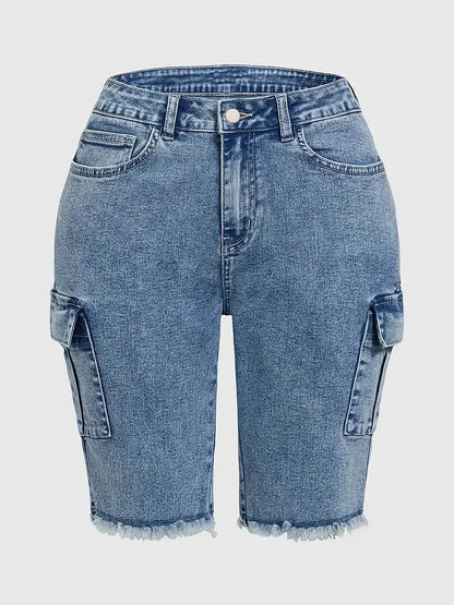 Sloane Plus Size Cargo Denim Shorts