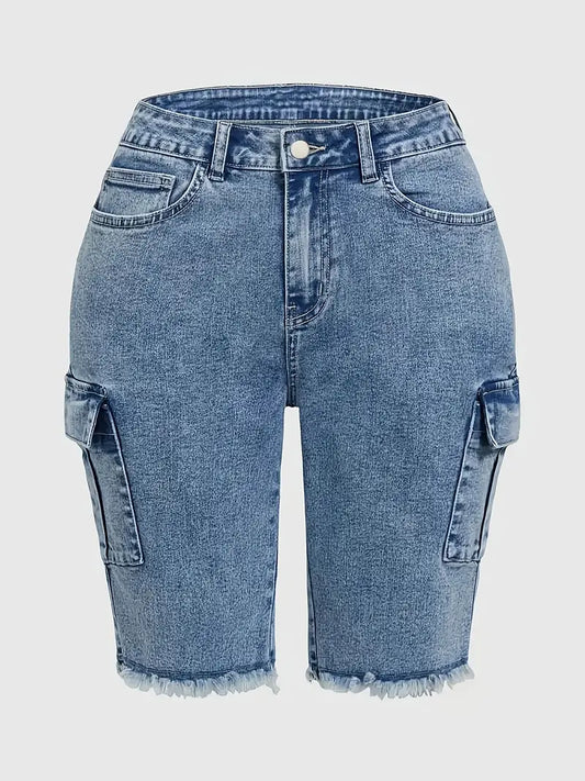 Sloane Plus Size Cargo Denim Shorts