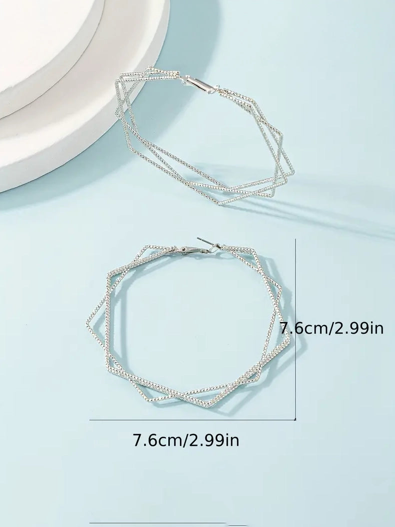 Plated Hexagon Hoop Earrings