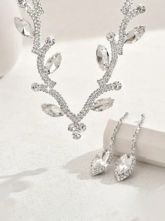 Crystal Necklace and Earring Evening Set