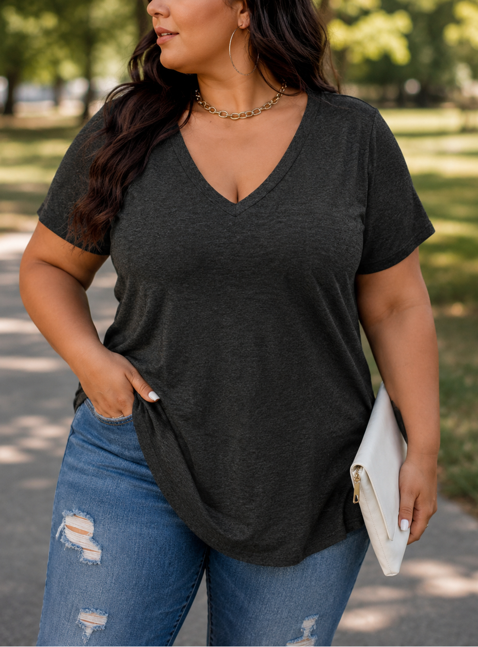 Neva Perfect Plus Size T-shirt in Grey