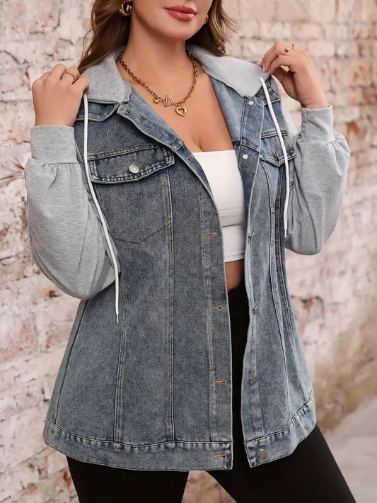 Aurora Hooded Plus Size Denim Jacket