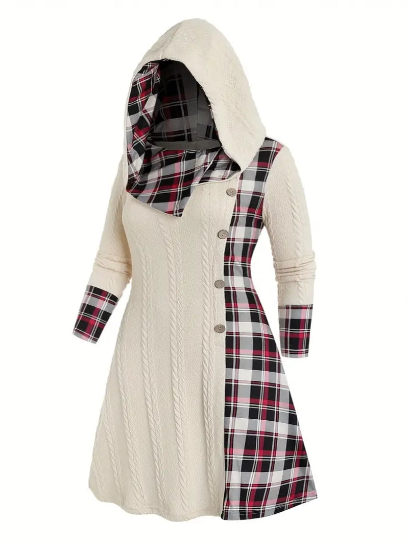 Pearl Plus Size Plaid Mix Sweater Dress