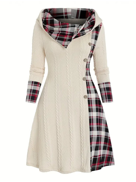 Pearl Plus Size Plaid Mix Sweater Dress