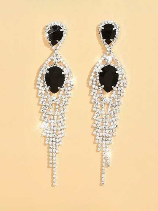 Rhinestone and Gemstone Evening Earrings