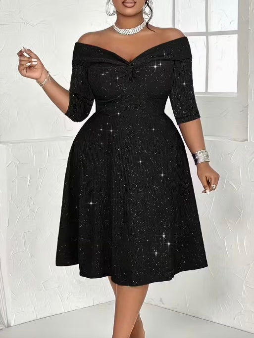 Suzanna Off Shoulder Plus Size Dress