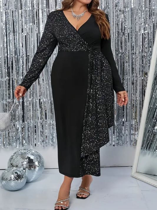 Jimena Two Tone Plus Size Cocktail Dress