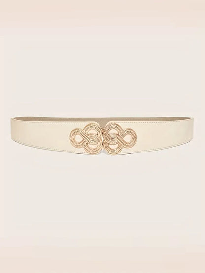 Plus Size Elastic Wide Belt with Gold Clasp