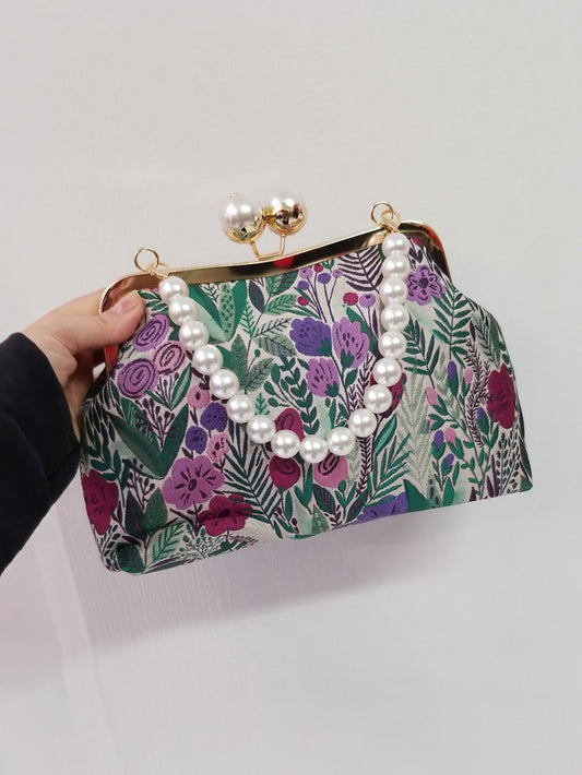 Garden Pearl Kiss-Lock Clutch