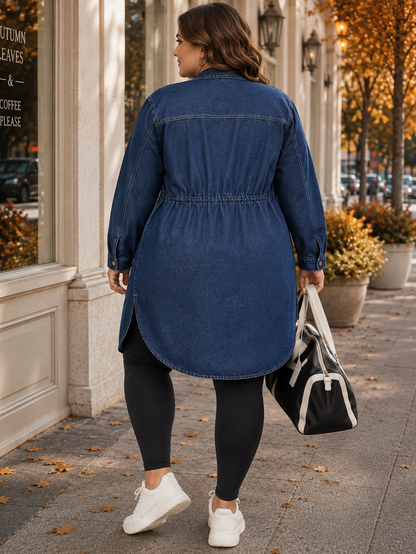 Tiffany Long Plus Size Jean Jacket