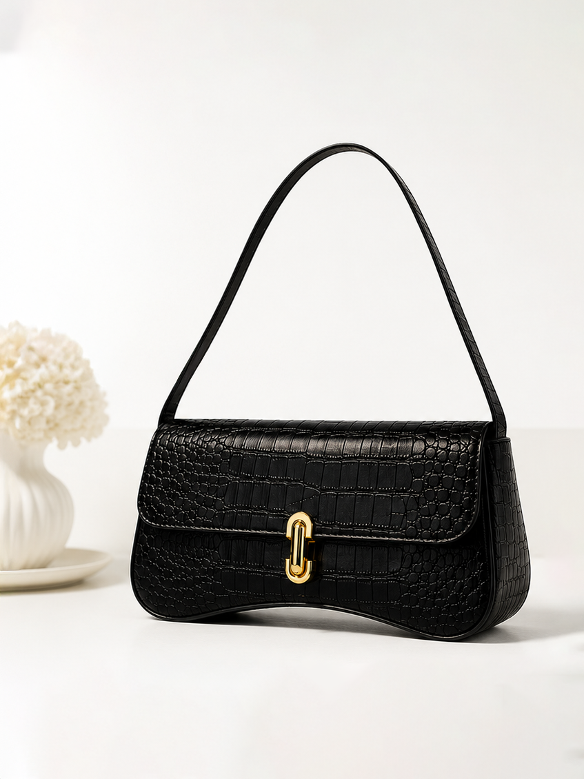 Croc Textured Shoulder Bag