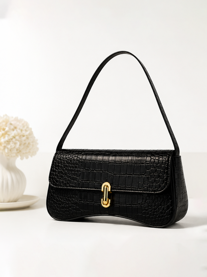Croc Textured Shoulder Bag