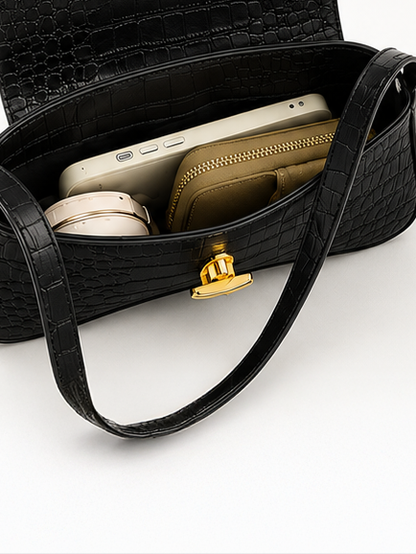 Croc Textured Shoulder Bag