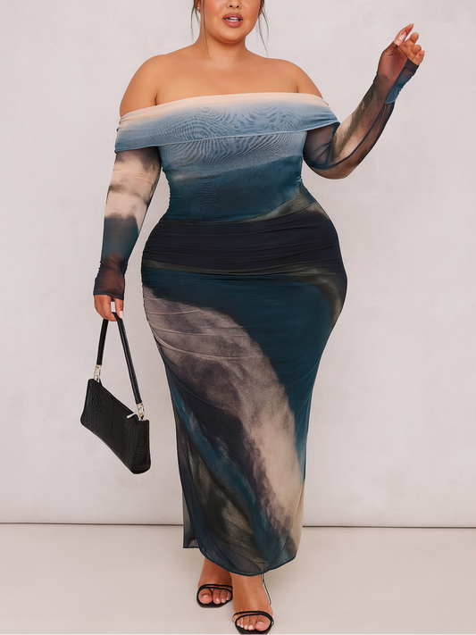 Tally Off Shoulder Plus-Size Cocktail Dress