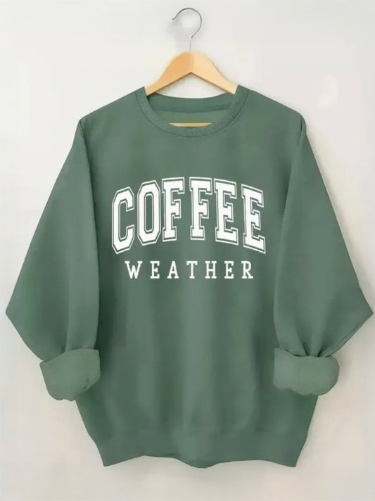 Coffee Weather Crew Neck Plus Size Sweater