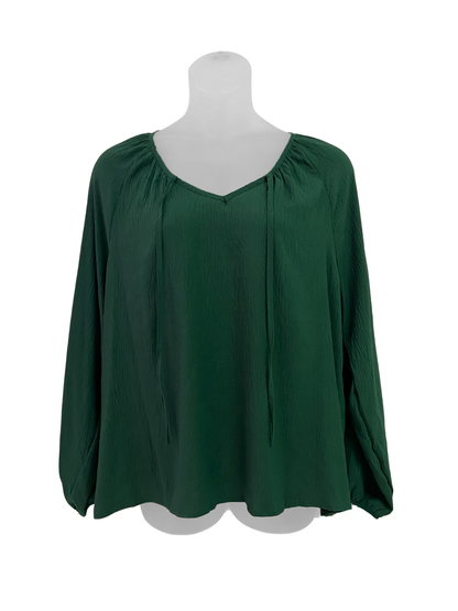 Raya Plus Size Blouse in Forest Green