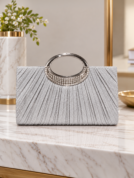 Pleated Glitter Evening Bag