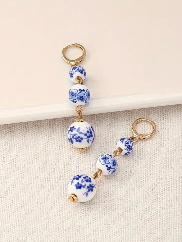 Vintage Porcelain-like Dangle Earrings