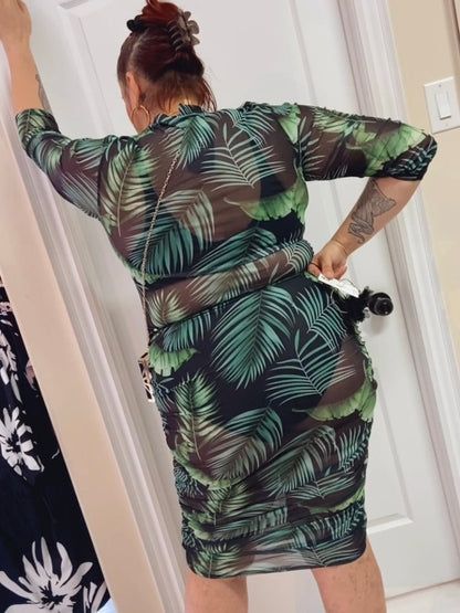 Leonie Semi-Sheer Tropical Dress