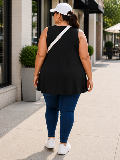 Gloria Swing Plus Size Tank Top in Black