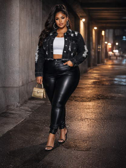 Monique Distressed Plus Size Jean Jacket