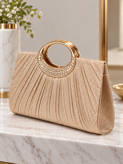 Pleated Glitter Evening Bag