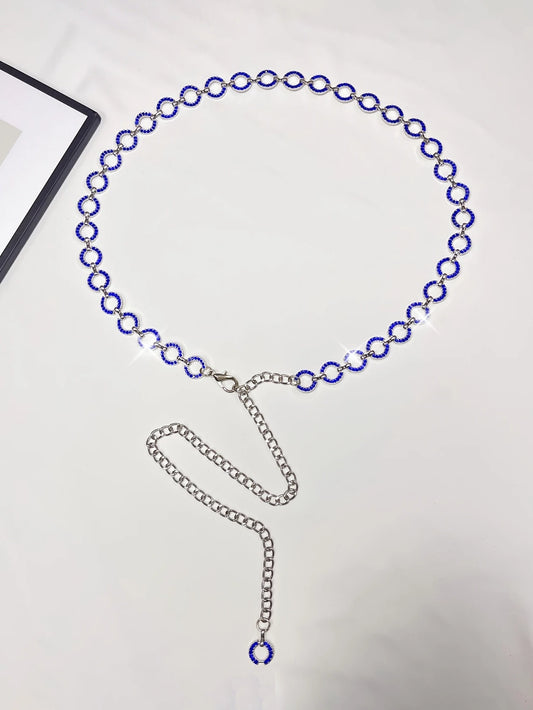 Plus Size Chain Belt with Rhinestone Discs